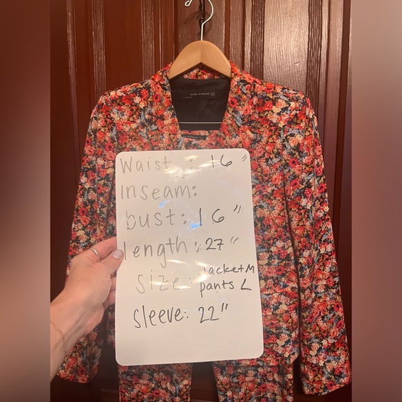STUNNING Zara floral suit: jacket and pants / leggings - Picture 5 of 13